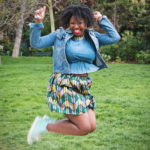 Turquoise Converse and Print Skirt