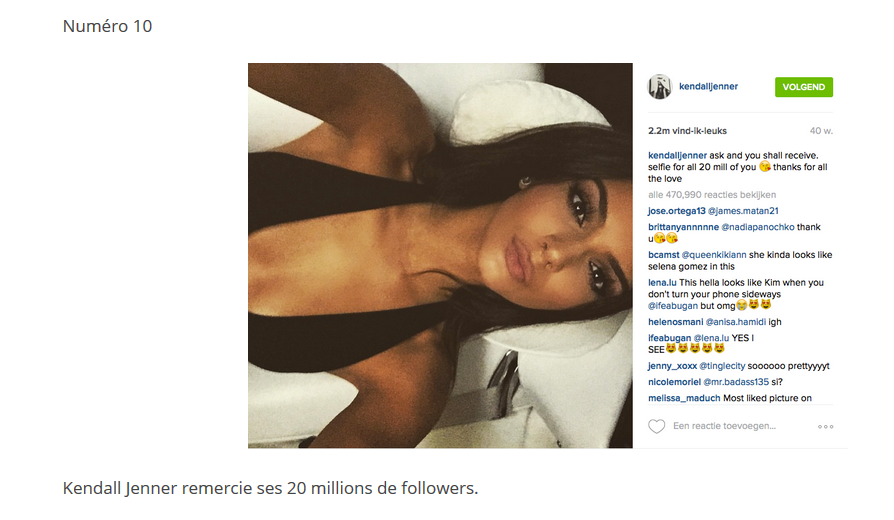 INSTAGRAM 2015 : LES 10 PHOTOS LES PLUS LIKEES