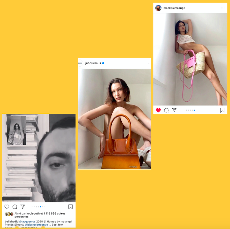 Lire la suite à propos de l’article Quand Bella Hadid pose (quasiment) nue via Face Time pour Jacquemus