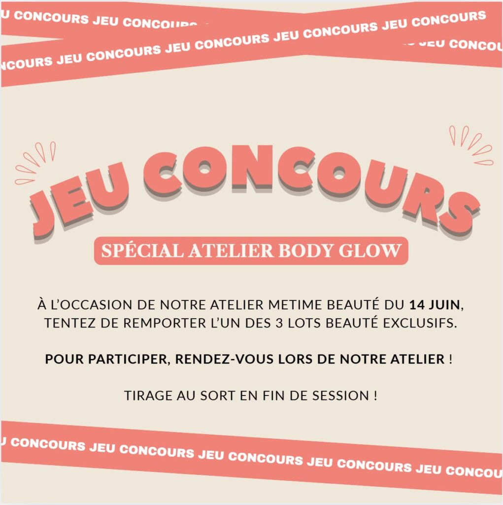 À l'occasion de l'ATELIER METIME BEAUTÉ qui se tiendra le 14 juin, nous avons le plaisir de vous annoncer notre jeu concours en partenariat avec les marques Wuré et Kadalys ! C'est l'opportunité idéale de vous préparer pour l'été tout en sublimant votre beauté naturelle.