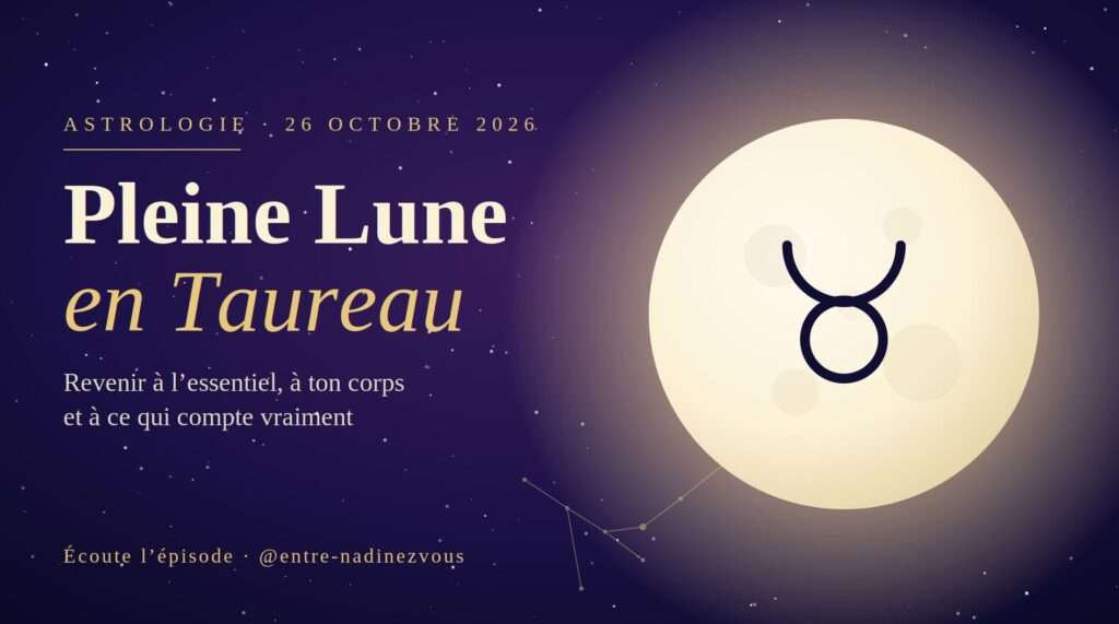 Et si ce que tu cherches depuis des semaines, ce n’était pas plus d’énergie, plus de motivation, plus de tout… mais simplement la permission de ralentir ? Si cette question te fait quelque chose, reste avec moi. Parce que cette pleine lune en Taureau parle exactement de ça.